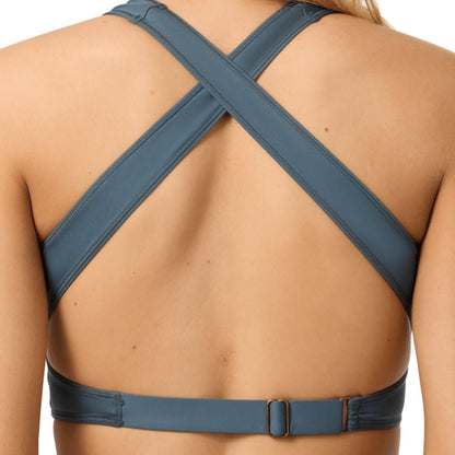 O'Neill Performance Surf Glenwood High Neck Bikini Top in Slate - BoardCo