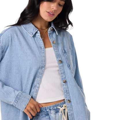 O'Neill Sevie Denim Shacket in Drifter 2 - BoardCo