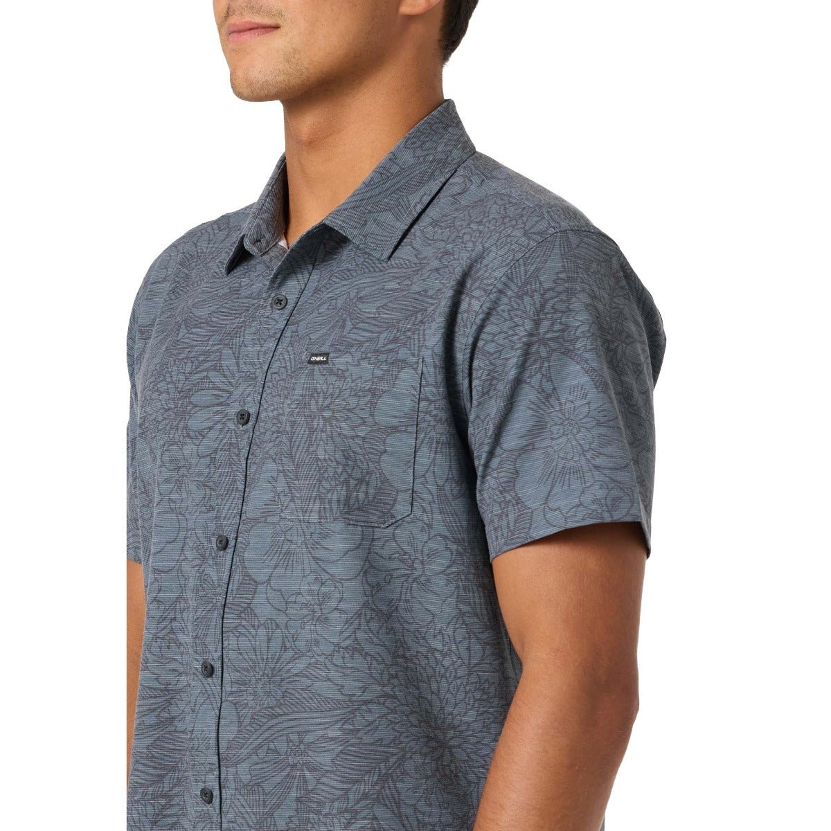 O'Neill UPF Slub Standard Short Sleeve Woven Shirt in Dark Shadow - BoardCo