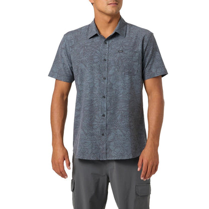 O'Neill UPF Slub Standard Short Sleeve Woven Shirt in Dark Shadow - BoardCo