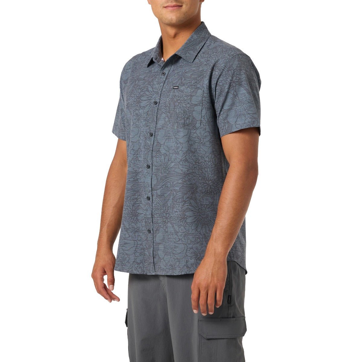 O'Neill UPF Slub Standard Short Sleeve Woven Shirt in Dark Shadow - BoardCo
