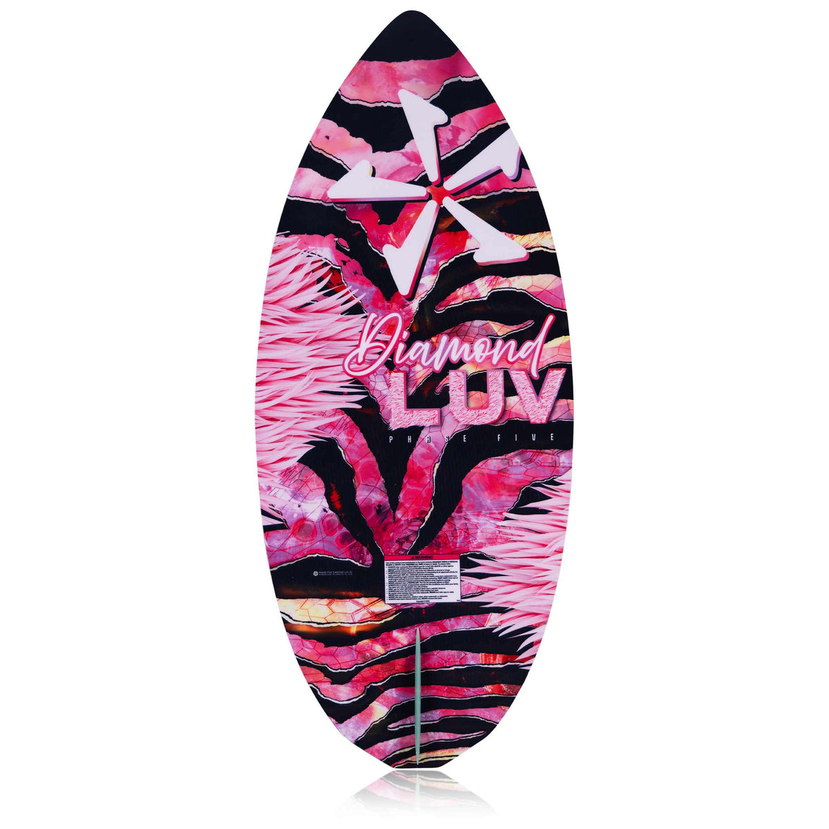 Phase 5 Diamond LUV Wakesurf Board 2027 – complete bottom view on white