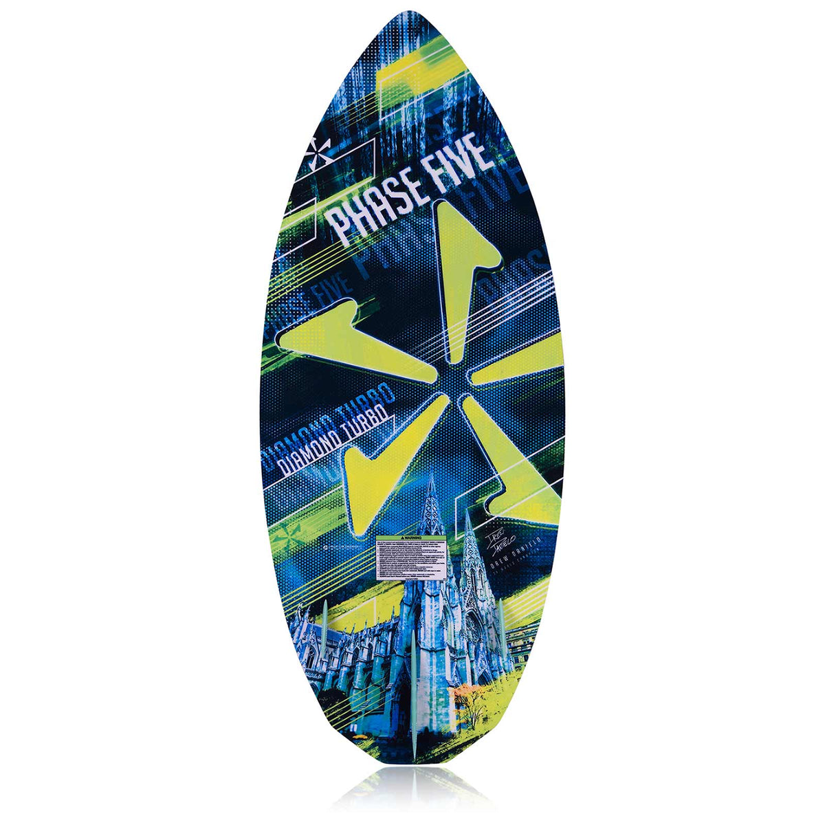 Phase 5 Diamond Turbo Wakesurf Board 2027 – complete bottom view on white