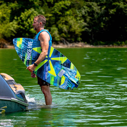 Phase 5 Diamond Turbo Wakesurf Board 2027 – board and rider outdoors