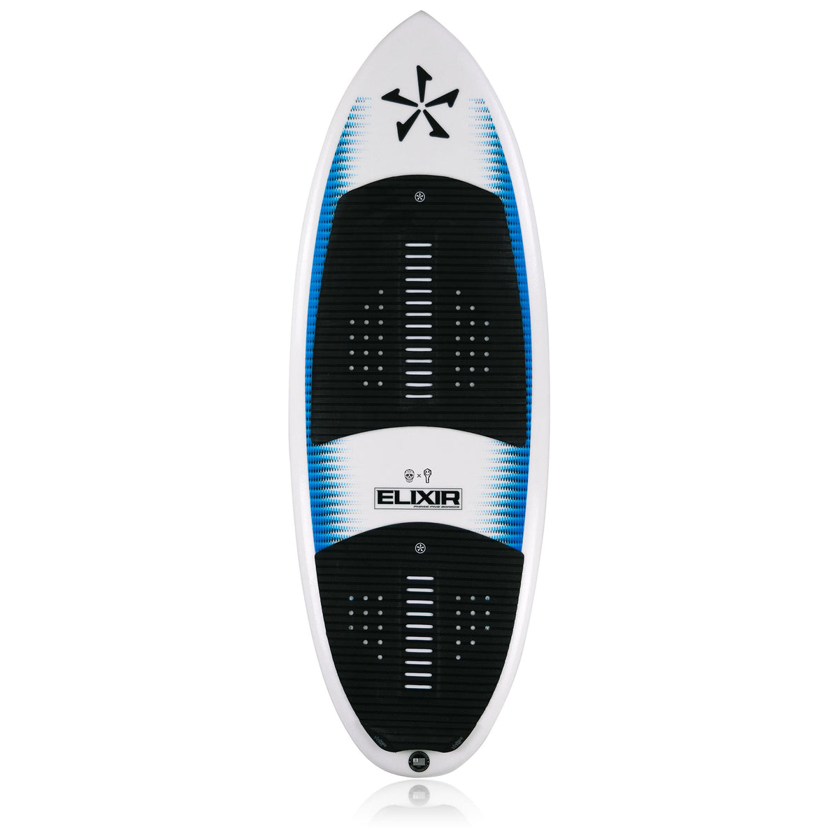 Phase 5 Elixir Wakesurf Board 2027 – complete deck view on white