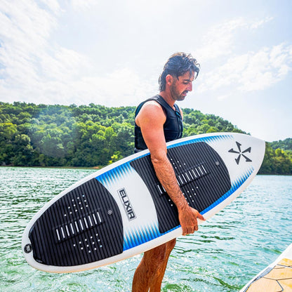 Phase 5 Elixir Wakesurf Board 2027 – board and rider outdoors