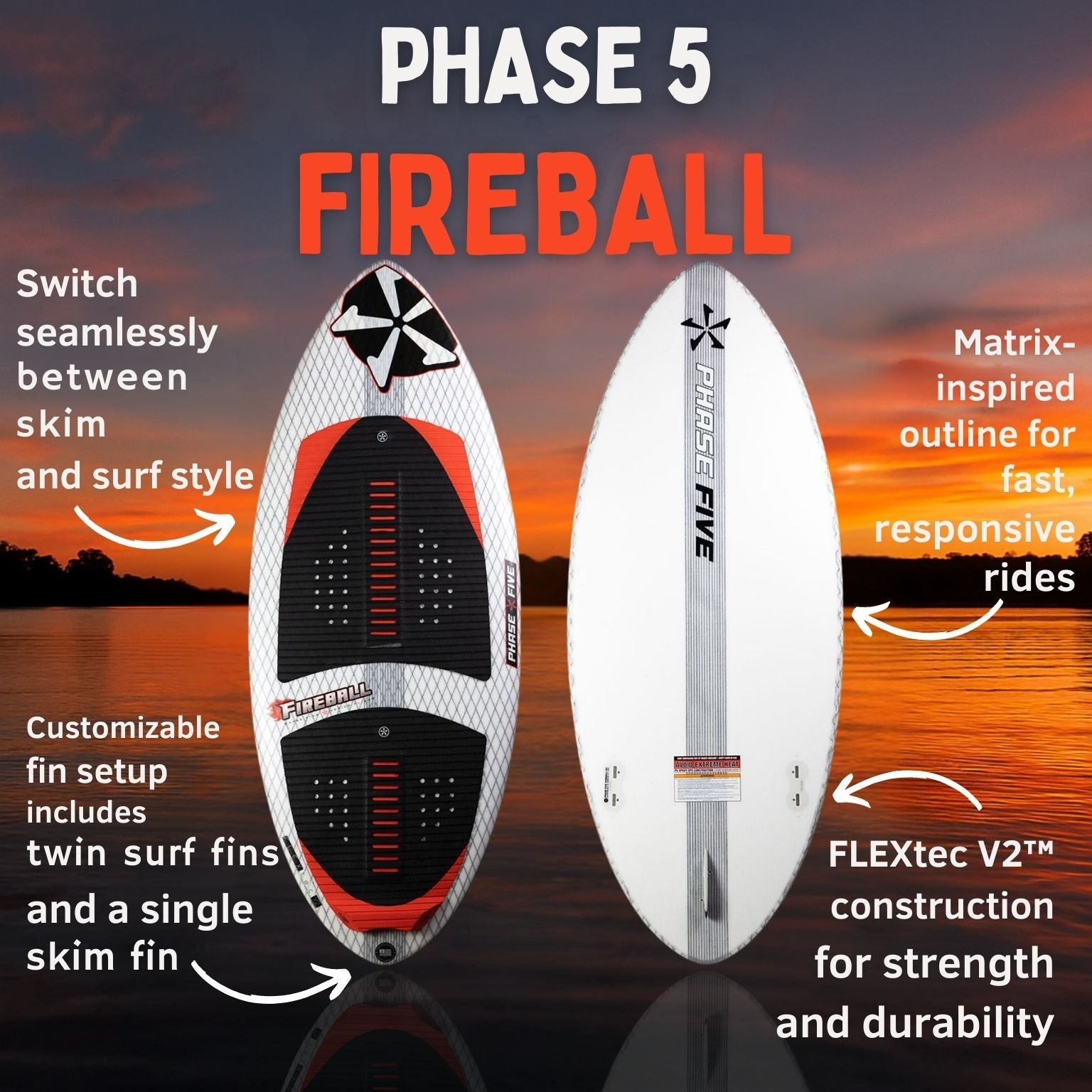 Phase 5 Fireball Wakesurf Board 2025 - BoardCo