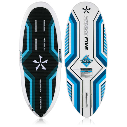 Phase 5 Gizmo V2 Wake Foil Board 2027 – deck and bottom views on white