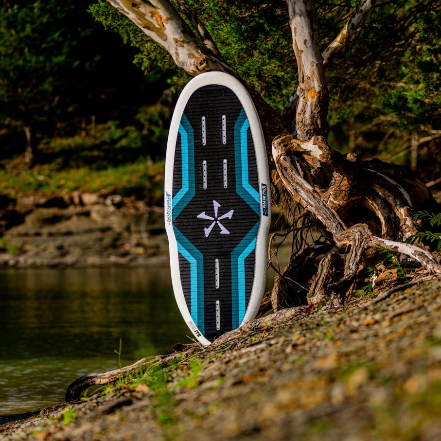 Phase 5 Gizmo V2 Wake Foil Board 2027 – deck view outdoors
