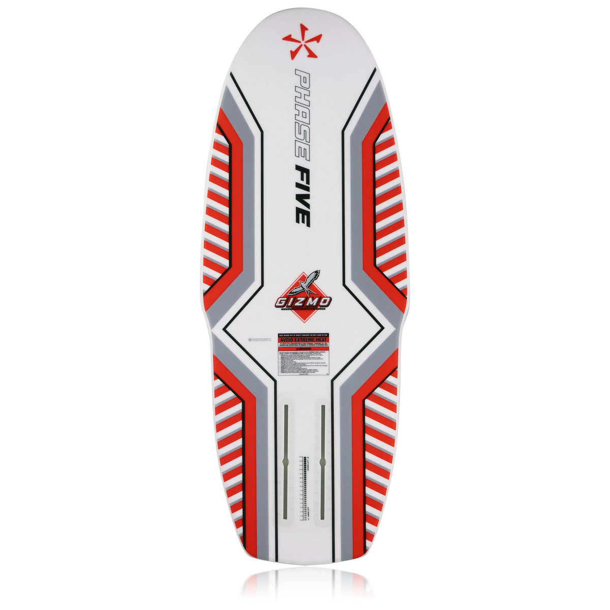 Phase 5 Gizmo Wake Foil Board 2027 – complete bottom view on white