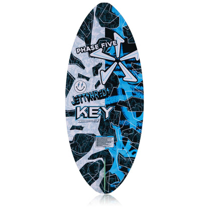 Phase 5 Key Jett Shreds Wakesurf Board 2027 – complete bottom view on white