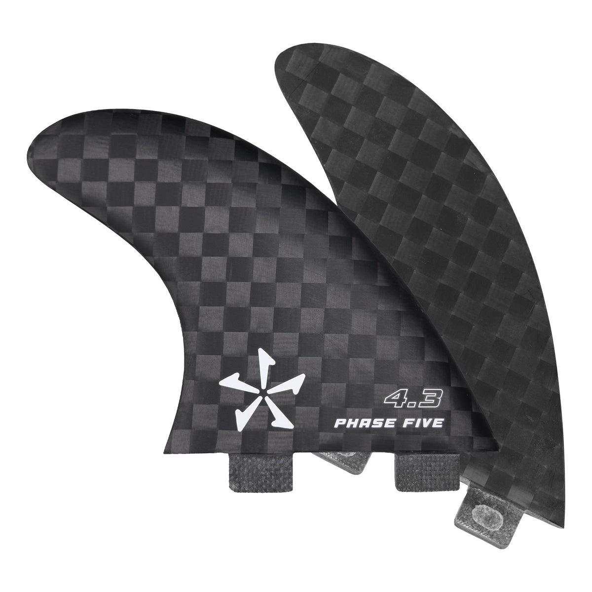Phase 5 Carbon Twin Surf Fin Set for FCS, 4.3-inch pair