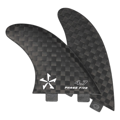 Phase 5 Carbon Twin Surf Fin Set for FCS, 4.7-inch pair