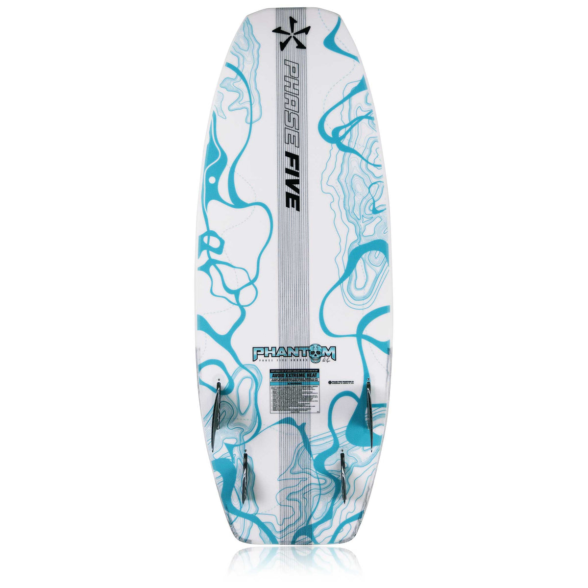 Phase 5 Phantom Wakesurf Board 2027 – complete bottom view on white