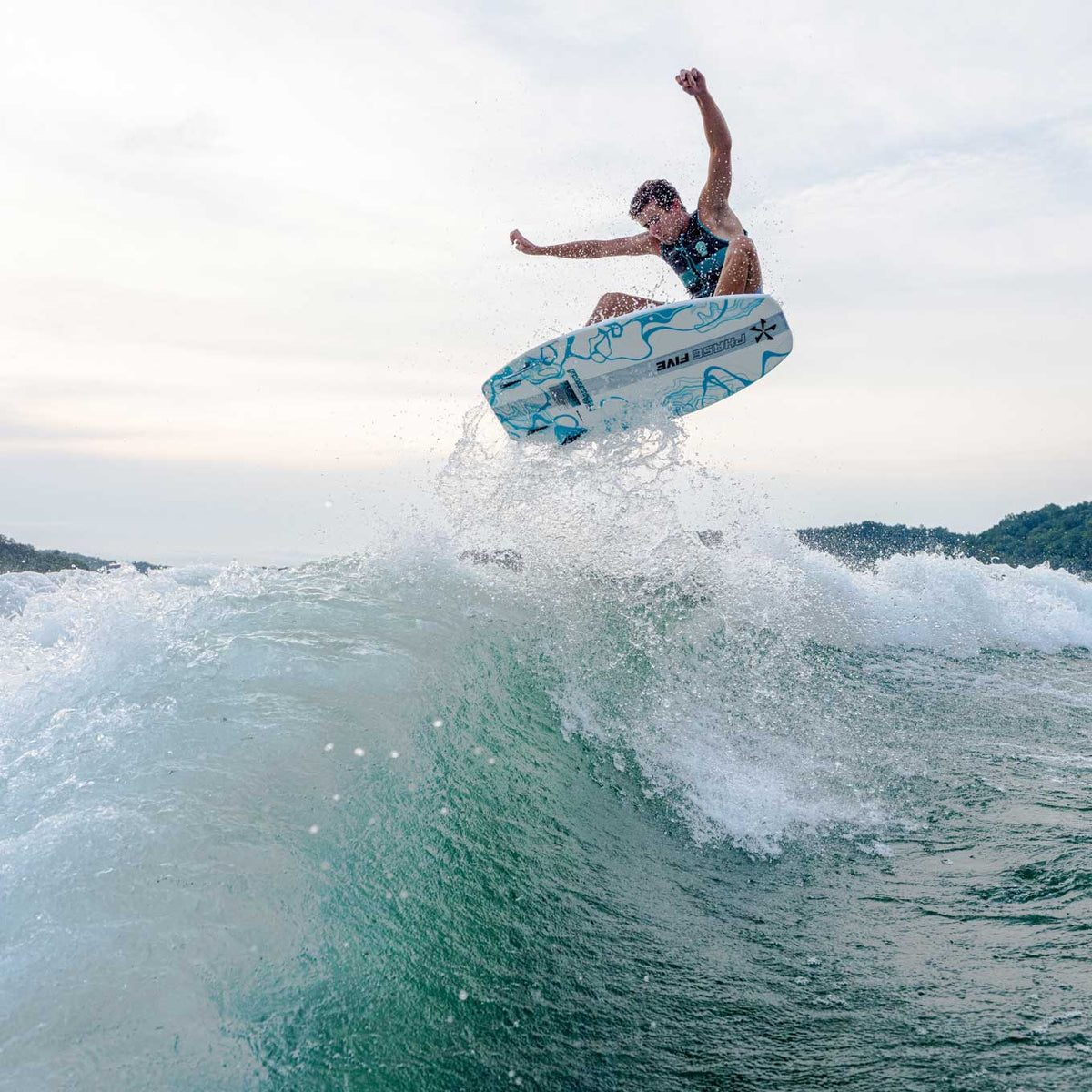 Phase 5 Phantom Wakesurf Board 2027 – rider and board during an aerial maneuver