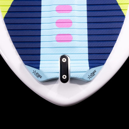 Phase 5 Scamp CL Wakesurf Board 2027 – full-deck traction and tail hardware in studio detail