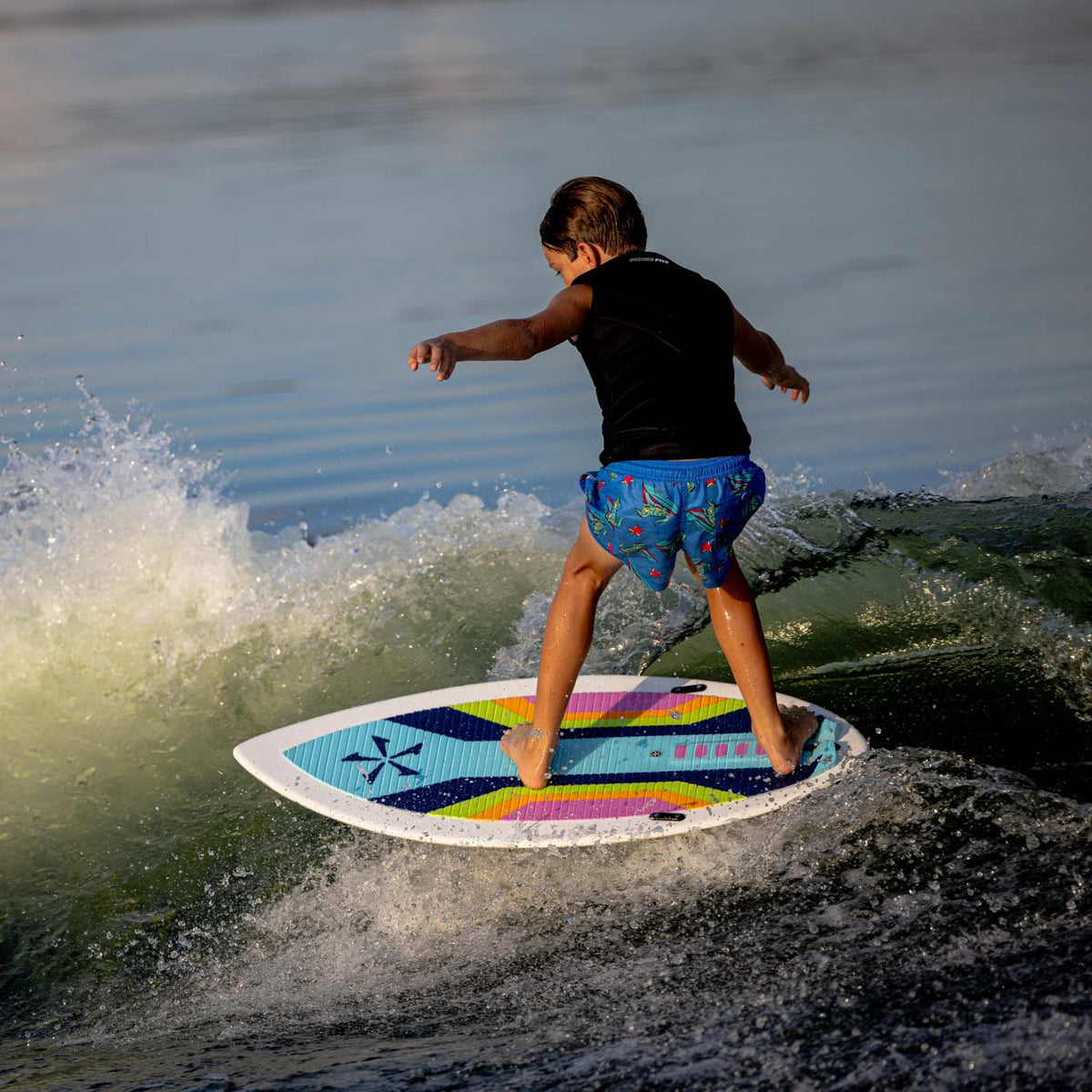 Phase 5 Scamp CL Wakesurf Board 2027 – young rider surfing without a rope