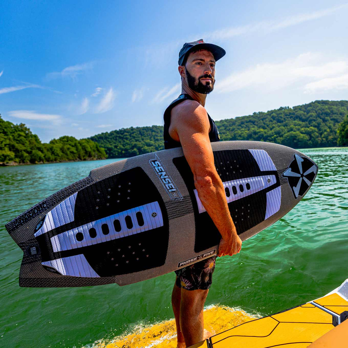 Phase 5 Sensei Stealth Wakesurf Board 2027 – board and rider outdoors