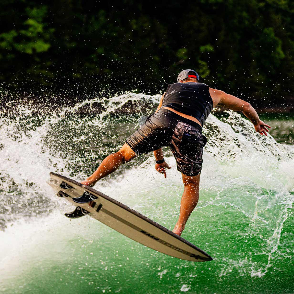 Phase 5 Sensei Stealth Wakesurf Board 2027 – rider and board during an aerial maneuver