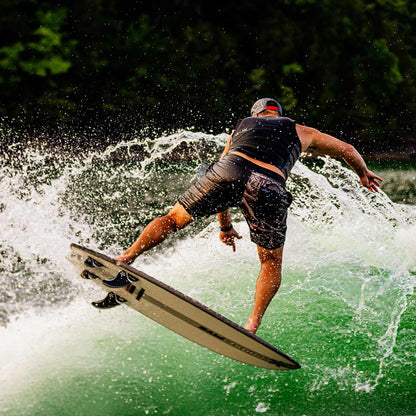 Phase 5 Sensei Stealth Wakesurf Board 2027 – rider and board during an aerial maneuver