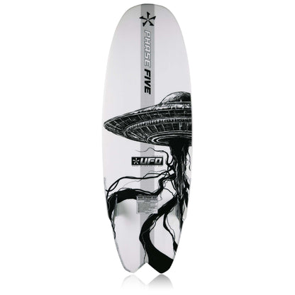 Phase 5 UFO Wakesurf Board 2027 – complete bottom view on white