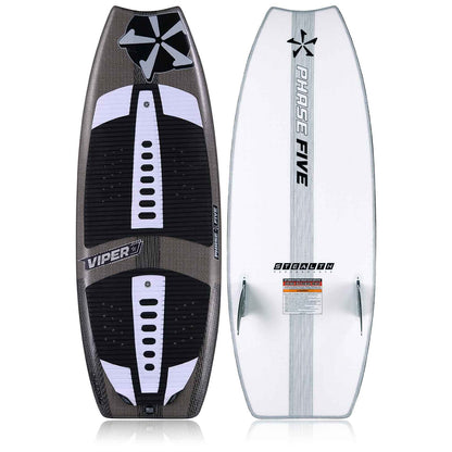 Phase 5 Viper Stealth Wakesurf Board 2027 – deck and bottom views on white