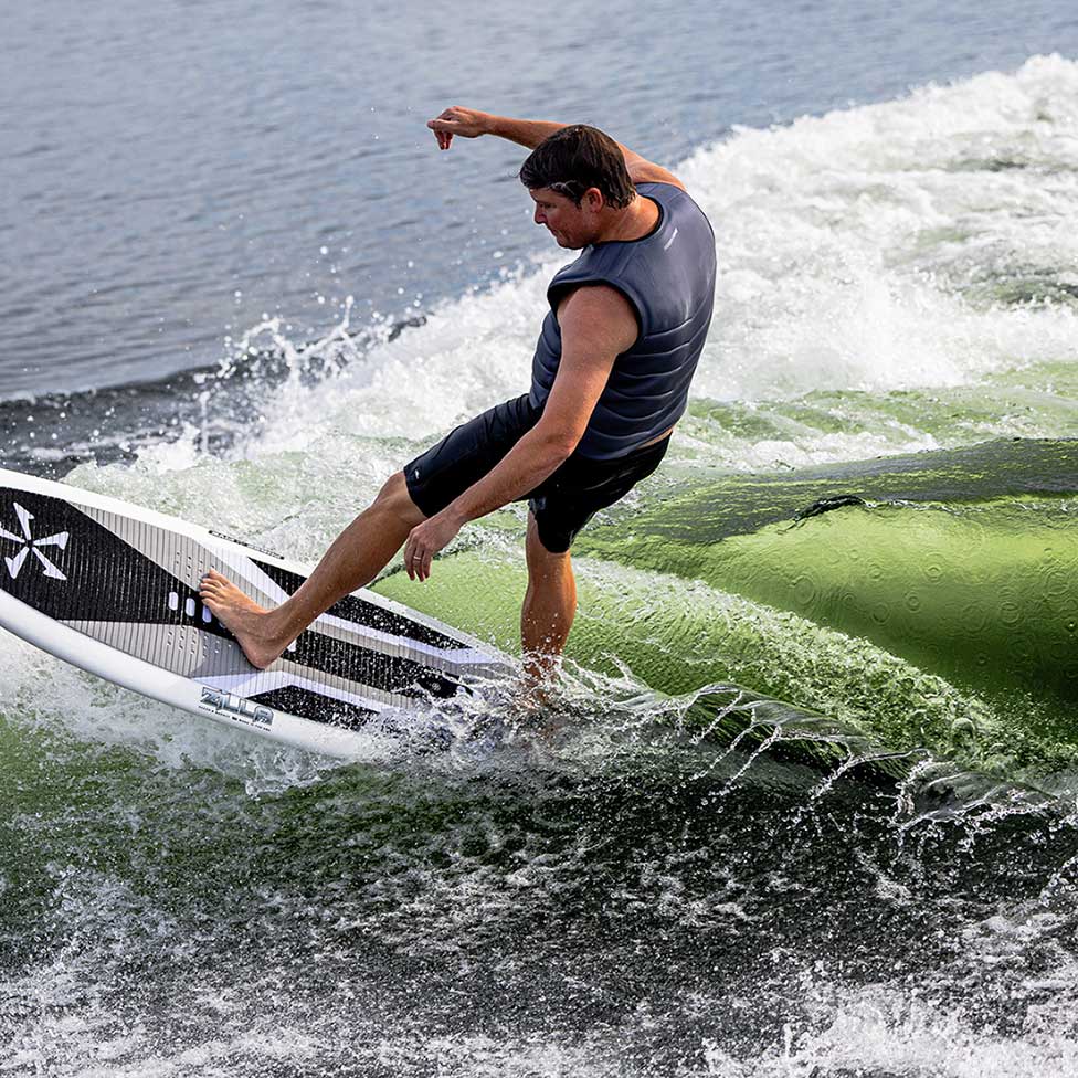 Phase 5 Zilla V2 Wakesurf Board 2027 – rider turning on the wave