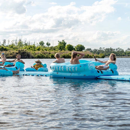 Radar Cloud Water Mat 5 ft. x 10 ft., lounging on the water