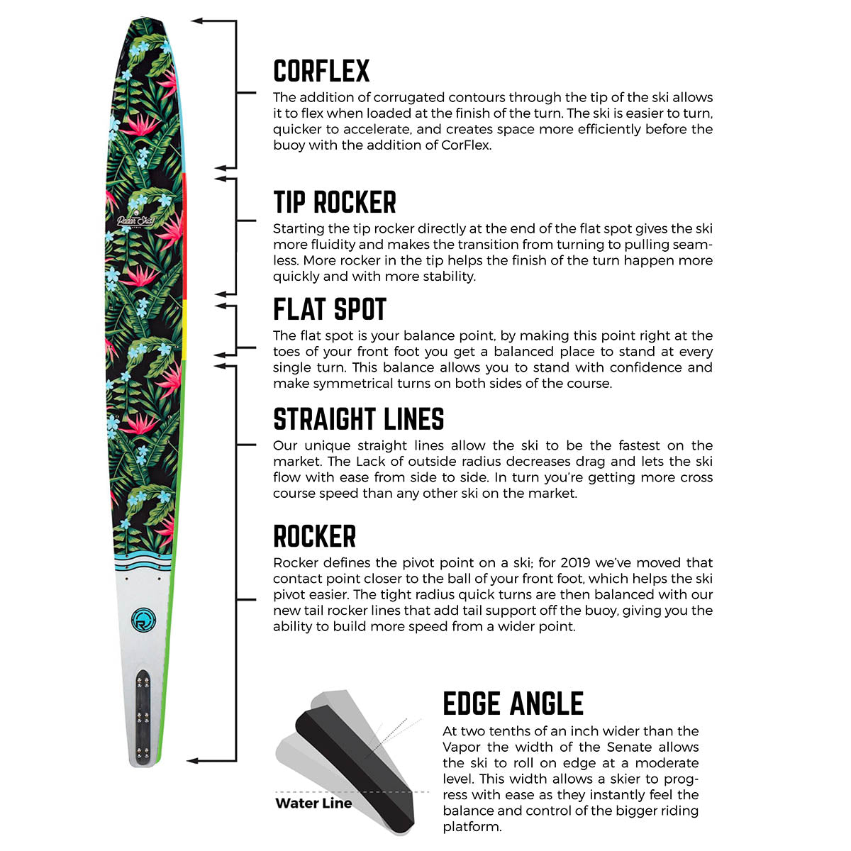 Radar Lyric Water Ski in Tropical/Sky Blue/ White 2020 - BoardCo