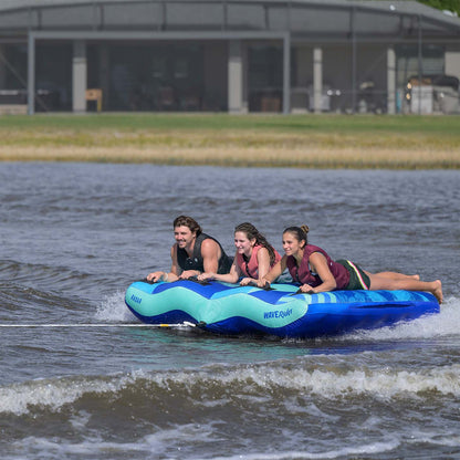 Radar Wave Rider 3 Person Tube in Ocean Dream, riders crossing the wake
