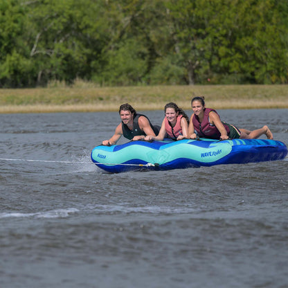 Radar Wave Rider 3 Person Tube in Ocean Dream, riders crossing the wake