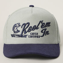 Reel'em in 3D Embroidered Corduroy Trucker Hat in Navy Mint - BoardCo