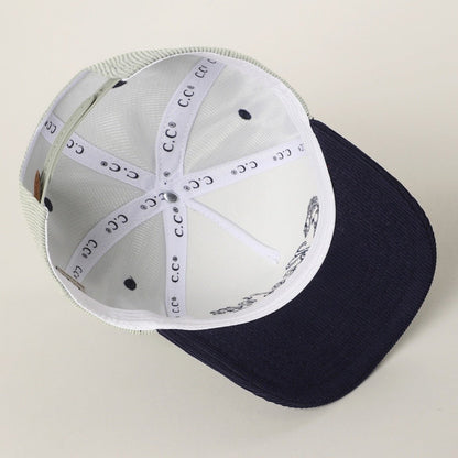 Reel'em in 3D Embroidered Corduroy Trucker Hat in Navy Mint - BoardCo