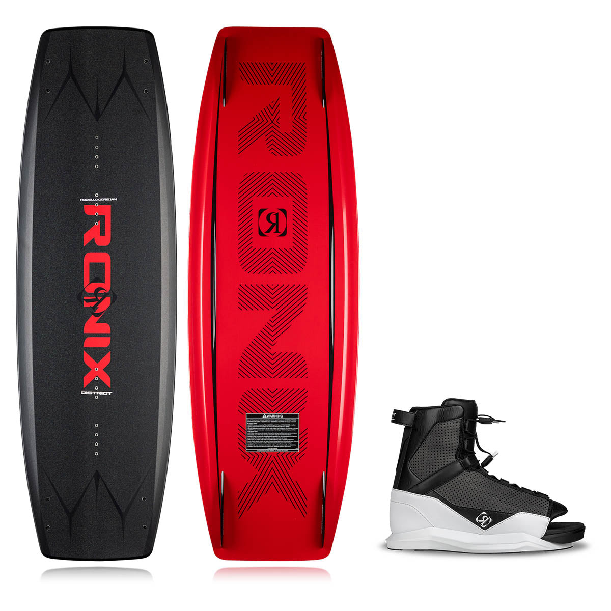 Ronix District + District 2027, top and underside beside a binding