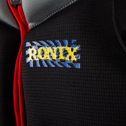 Ronix Driver's Ed Capella 3.0 CGA Life Jacket in Grey / Black — zipper and logo detail