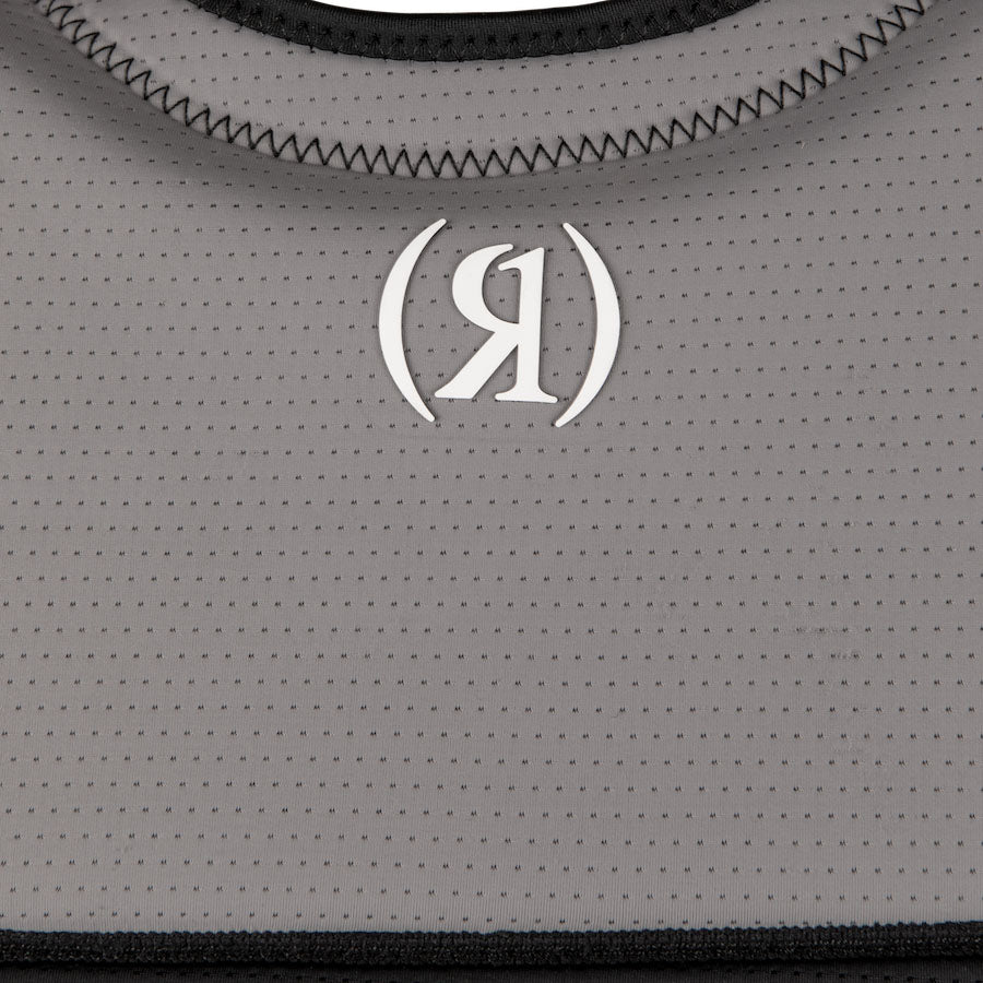 Ronix Presidente Comp Wake Vest in Black / Grey — chest logo detail