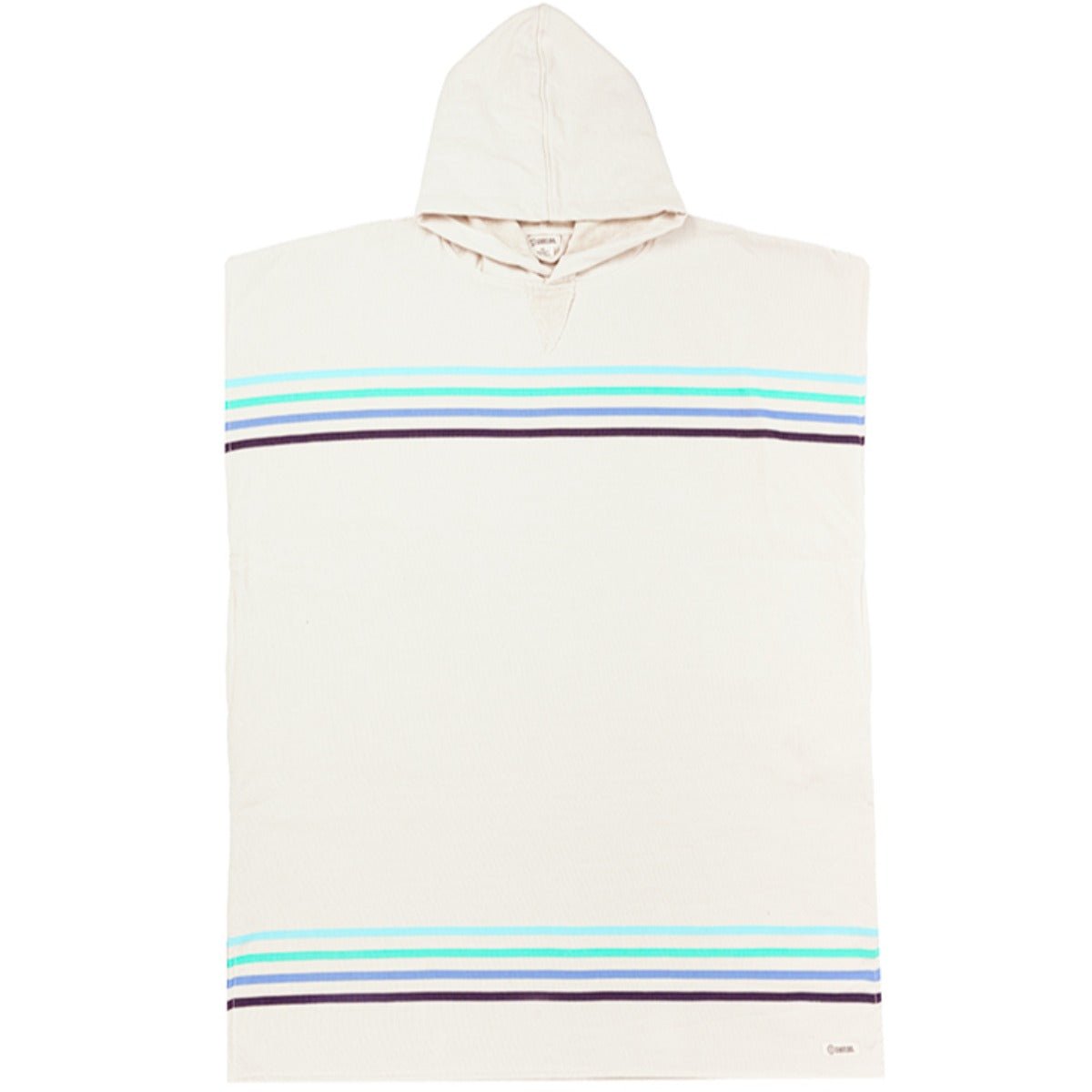 Sand Cloud Border Classic Stripe Hooded Poncho in Aqua - BoardCo