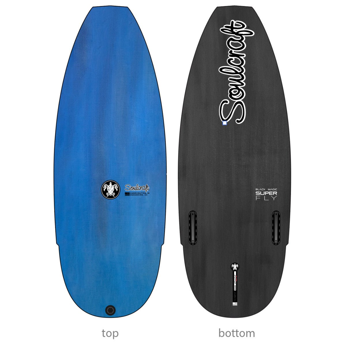 Soulcraft SuperFly Black Magic Wakesurf Board in Distressed Blue Deck 2025 - BoardCo