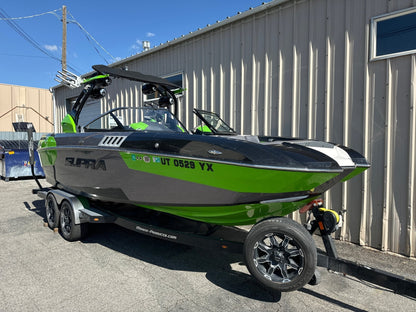 Supra SA With Roswell Pro Edge Tower and Factory bimini Double Up Storage Cover - BoardCo