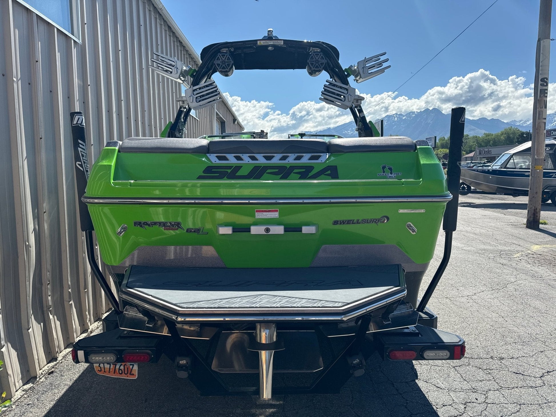 Supra SA With Roswell Pro Edge Tower and Factory bimini Double Up Storage Cover - BoardCo