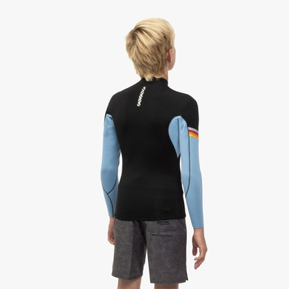Vissla 7 Seas Boys Raditude 2mm Front Zip Wetsuit Jacket in Black with Blue - BoardCo