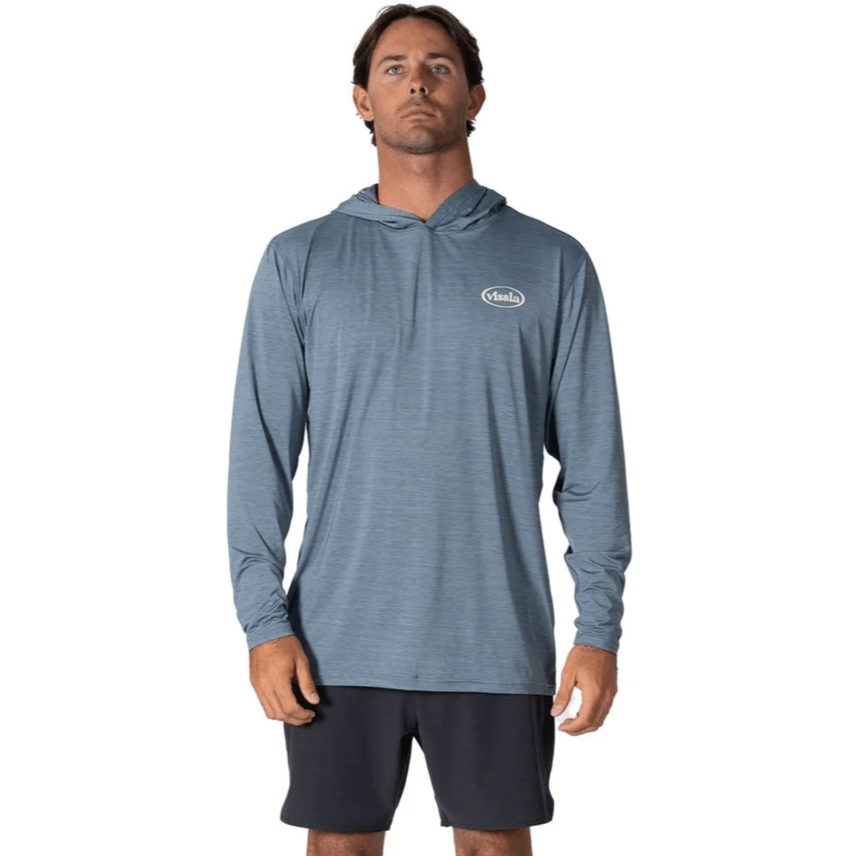 Vissla Twisted Eco Hooded Long Sleeve Sun Shirt in Slate Heather - BoardCo
