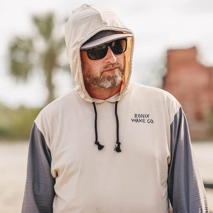 Ronix Men's UV Shade Wick Dry Hoodie in Sand / Charcoal