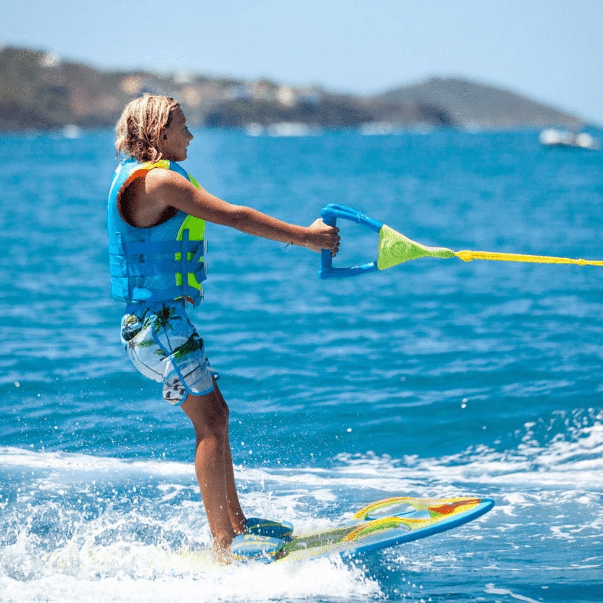 ZUP DoubleZUP Handle & 60' Tow Rope in Yellow Blue - BoardCo