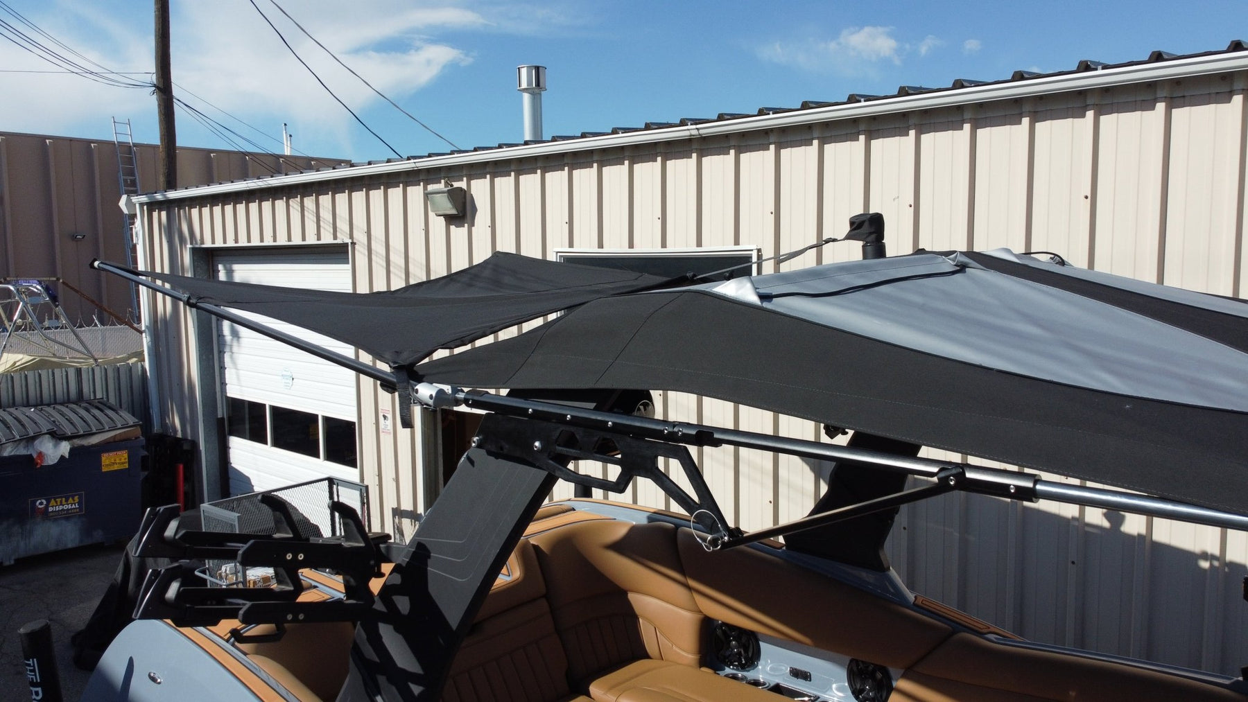 8' Folding Canopy Mounted Shade Sail, 83"-85" Wide - BoardCo