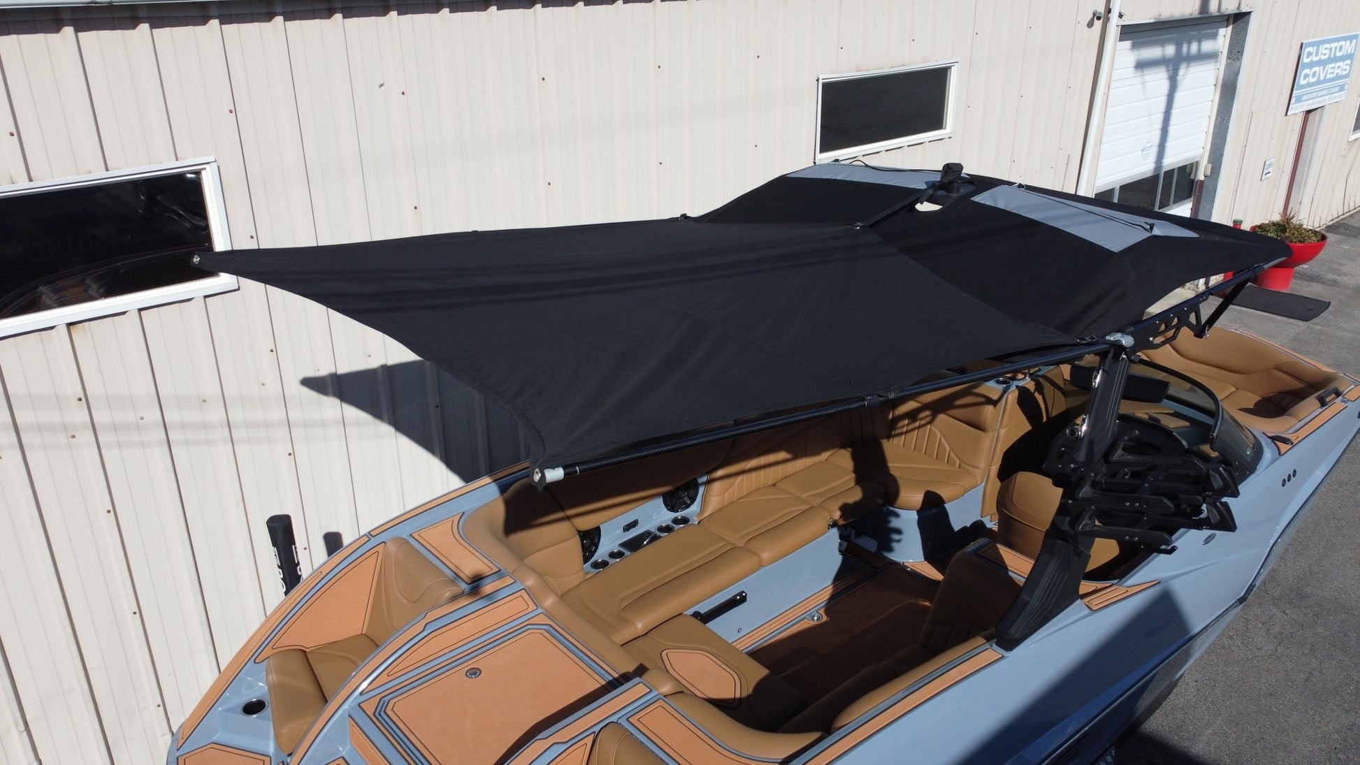 8' Folding Canopy Mounted Shade Sail, 83"-85" Wide - BoardCo