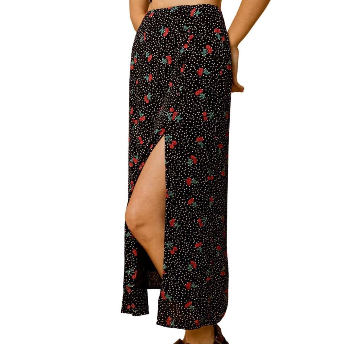 Amuse Society Villa High Waisted Midi Skirt in Black - BoardCo