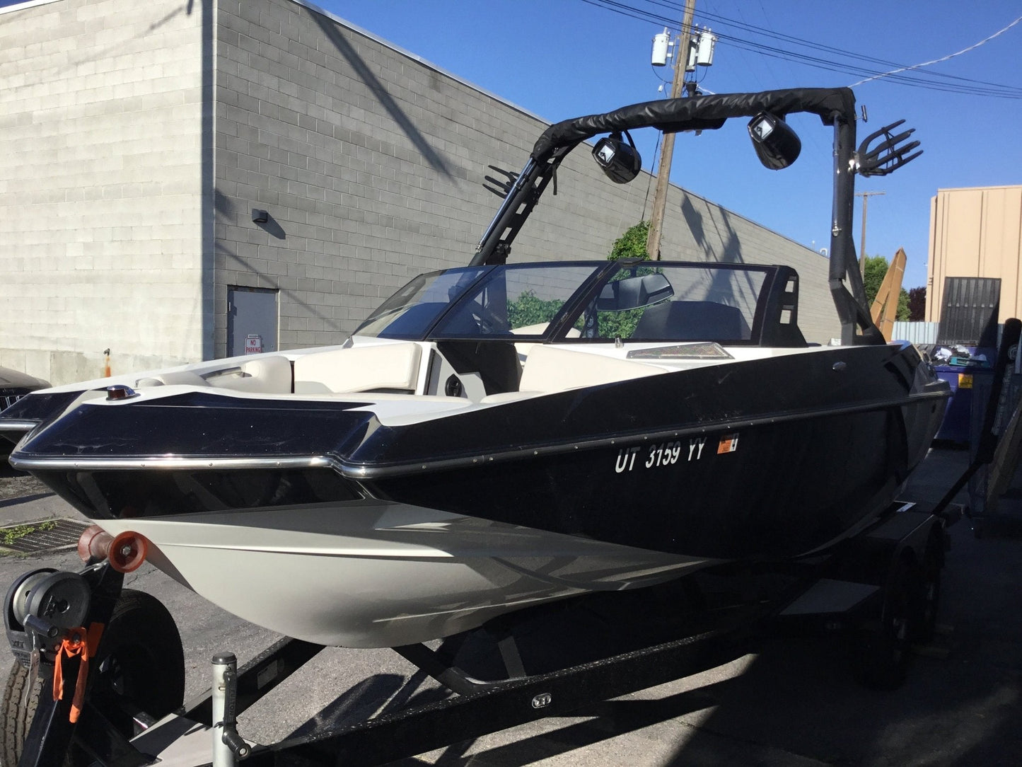 Axis A20 with Grey Skull Tower and Factory Bimini Double Up Storage Cover - BoardCo
