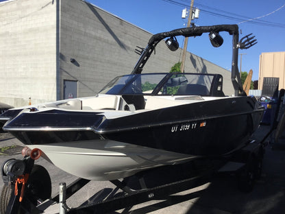Axis A20 with Grey Skull Tower and Factory Bimini Double Up Storage Cover - BoardCo