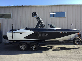 Axis A20 with Grey Skull Tower and Factory Bimini Double Up Storage Cover - BoardCo